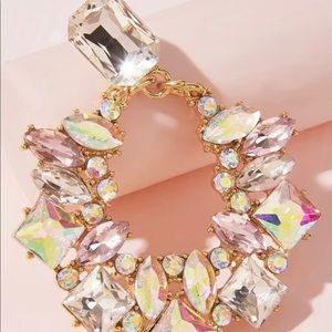 Rhinestone Hoop Drop Earrings